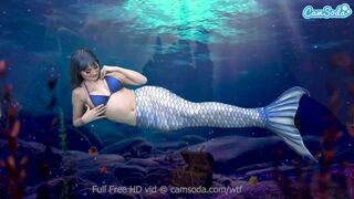 Sellő csaj simogatja magát, míg édesen siklik a gyönyörben