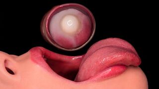 Közeli felvétel: forró óvszeres orális gyönyör! Levette a gumit és kétszer is megtöltötték a száját!